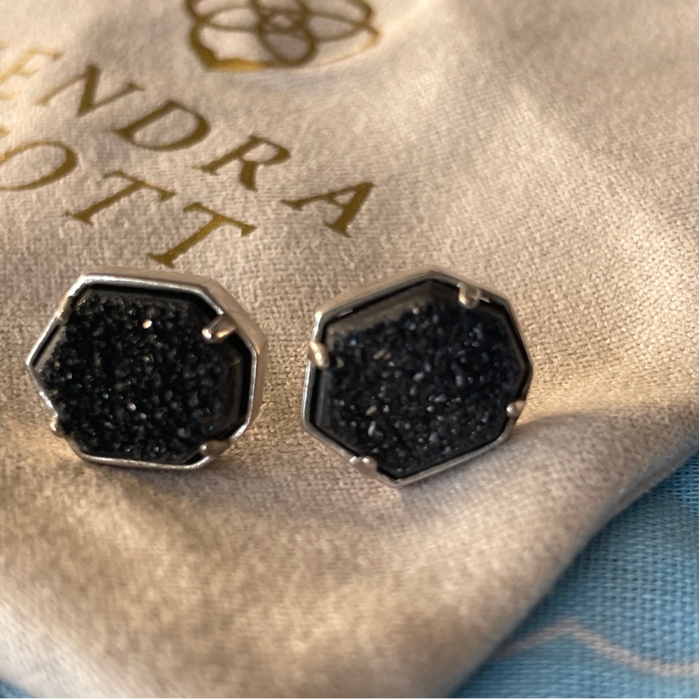 Kendra Scott Black Druzy Stud Earrings